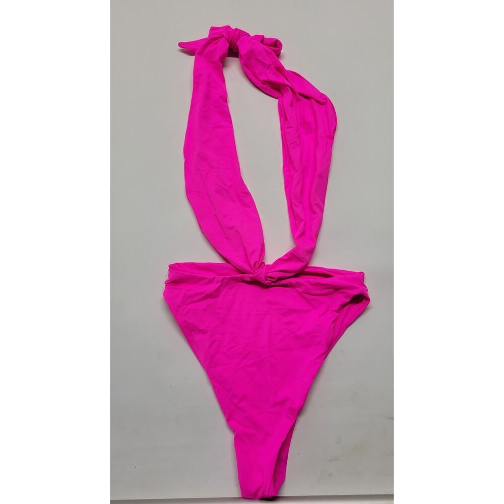 Frankies Bikinis Dorothy Halter Cutout One-Piece Swimsuit in Watermelon Small - Picture 3 of 10